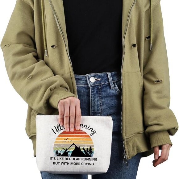 Marathon Runner Appreciation Gift Ultra Running Makeup Bag Trail Runner Cosmetic - Picture 5 of 7